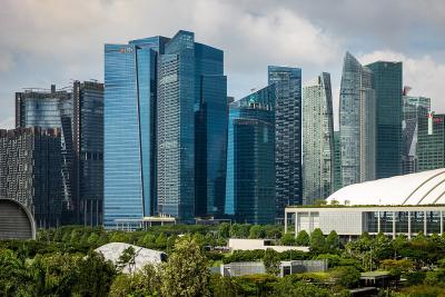 Сингапур. Вид на небоскрёбы делового центра