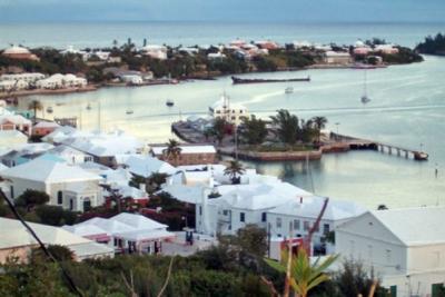 The harbourfront of the Town of Saint George, Bermuda. Ordnance Island